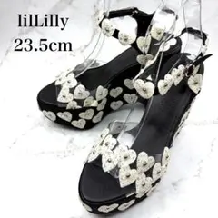 【新品】lilLilly ハートモチーフクリアサンダル 黒 厚底 23.5のサムネイル