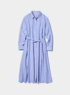 ユニクロ　ストライプコットンAラインシャツワンピース Mサイズ