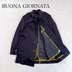 美品✨トレンチコート 中綿ライナー付き ロング丈 黒 ストライプ M コート