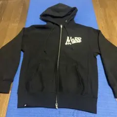 ブラック MOBB パーカー フロントジッパー付き
