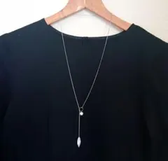 コットンパール×スターダストリーフのラリエットネックレス　silver