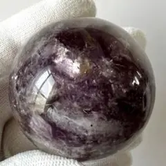 天然石 パープルマイカ スフィア 丸玉 45.6mm シラー キラキラ 台座付き
