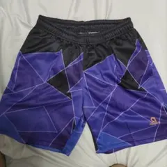 qpacs バドミントン幾何学模様 ショートパンツ 紫/黒