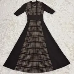 Rienda 2WAY 格紋喇叭針織連衣裙 針織連衣裙