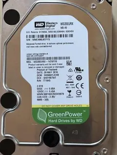 【使用時間小】DIGA換装用2TB 3.5インチHDD WD20EURX Western Digital WD Purple 2TB 3.5インチ HDD