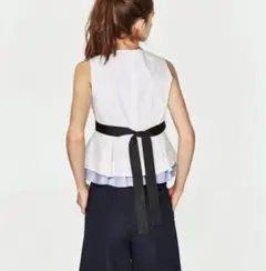 タグ付 ZARA ストライプ レイヤード ペプラム トップスのサムネイル