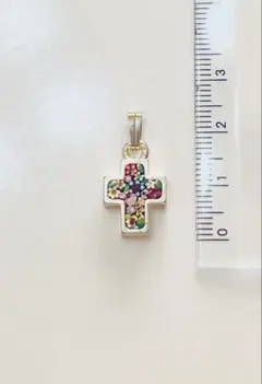 ベネチアンガラス　ペンダントヘッド　花柄　十字架