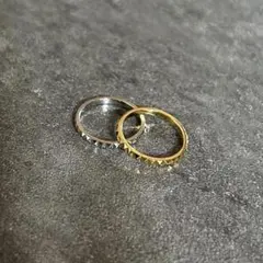 ステンレス　スタッズ　リング　シルバー　ゴールド　セット