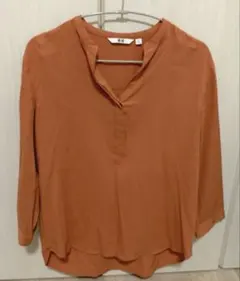 UNIQLO スキッパーシャツ 七分袖 テラコッタ M