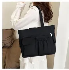 バッグ トートバッグ マザーズバッグ ブラック 多収納 通勤通学 シンプル