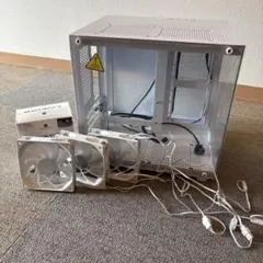 【M-ATX】PCケースWhite ARGBファン3個セット【ピラーレス】