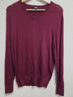 UNIQLO Vネック長袖ニット S 赤