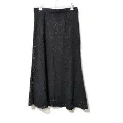 UNIQLOレース 黒 ロングスカートマーメイド フレア 左横ファスナー