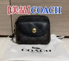 【美品】COACH コーチ コインケース キーリング シグネチャー ブラック
