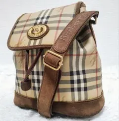 バーバリー ショルダーバッグ 巾着 ノバチェック シャドーホース ロゴプレート