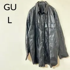【ジーユー】GU ジャケット　アウター　フェイクレザー シャツジャケット　L