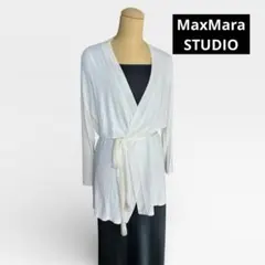 MaxMara STUDIO ビスコースニットカーディガン ホワイト L