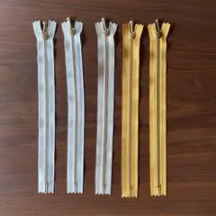 ファスナー5本セット ホワイト・イエロー ベージュ