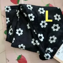 ルームウェア　花柄　フリースルームウェア　パンツ　L　ブラック