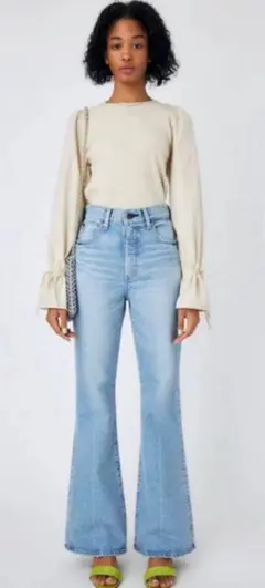 MOUSSY MVS FLARE L/BLUE 裾上げ済 低身長向け