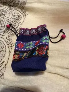 ネイビー刺繍入り巾着袋