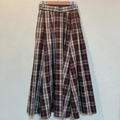 niko and... チェック柄 M ブラウン系チェック フレアロングスカート