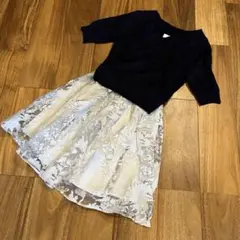 dazzlin ネイビー半袖トップスとライトグレースカートセット