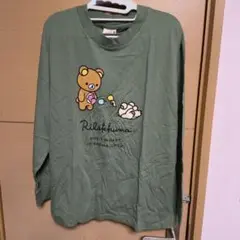 リラックマ プリントTシャツ Lサイズ カーキ