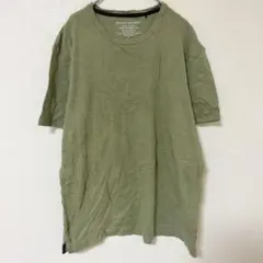 バナナリパブリック ボーダー Ｔシャツ 丸首 半袖 裾スリット M 深緑