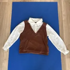 SHEIN ブラウン Vネック 長袖シャツ 7Y