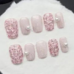 ネイルチップ ワンホン パール 韓国 ゆめかわ ウィッシュコア キルティング