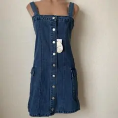 【新品】デニムワンピース　サロペットスカート F