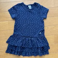 プチバトー　ハート柄半袖ワンピース　18m/81㎝