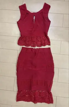 GLAMOROUS by Andy セットアップ　ドレス　レッド　Mサイズ