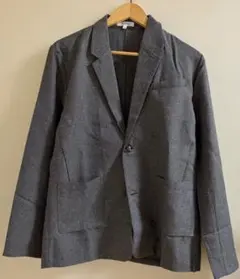 グレー テーラードジャケット ウール混紡