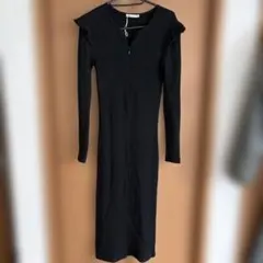 新品ZARA ザラ リブニットワンピース リブカットソーロングワンピース