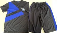 半袖ジャージ上下セット 黒/青 斜めストライプ