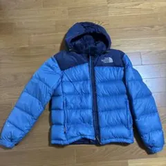 ノースフェイスフード付きダウンジャケット 青