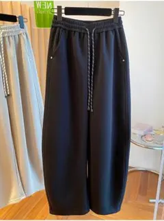 着痩せ効果 無地＆シンプル ハイウエスト カジュアルパンツ レディース