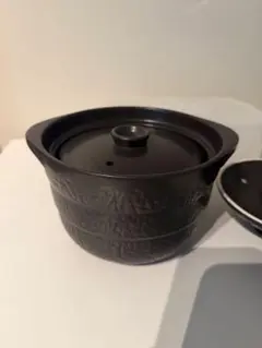 黒い陶器製土鍋 蓋付き 箱付き - メルカリ