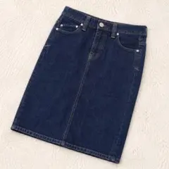 ✨美品✨ ヤヌーク ペンシルデニムスカート インディゴ ストレッチ こなれ感のサムネイル