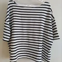 niko and ... ボーダー 半袖 5分丈Tシャツ サイズ③黒×白