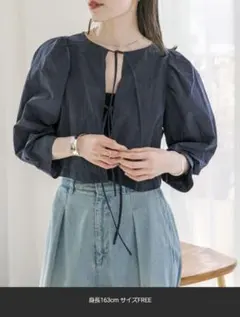 mystic バックリボンブラウス　ミスティック　ブラウス　パフスリーブ　シアー