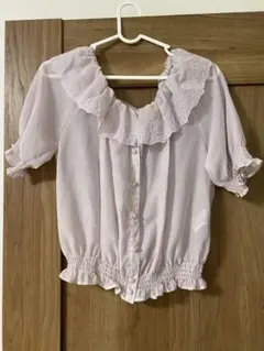 レースブラウス　フリルブラウス　花刺繍　ブラウス