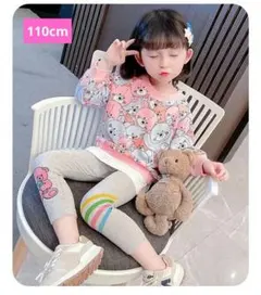 秋のセット幼児女の子用、スウェットシャツとレギンスセット 110 pink