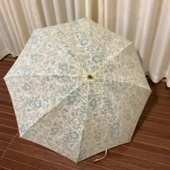 折りたたみ傘　レトロ　花がら　グリーン　上品　昭和　上質　セレブ　アンブレラ