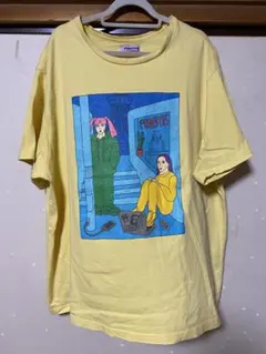 PUNYUS イラストプリント Tシャツ イエロー