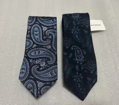 【新品未使用】ペイズリー柄ネクタイ ネイビー系 2本セット