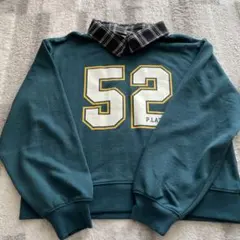 ピンクラテ 160 チェック襟付きダークグリーン トレーナー