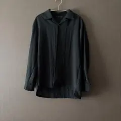 テクスチャーオープンカラーシャツ　ブラック　S